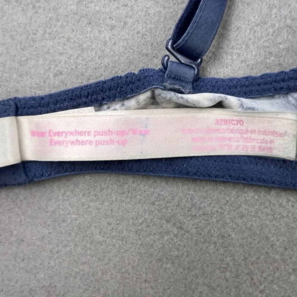 Victoria's Secret PINK T-Shirt Bra 32B Blue Tie Dye Lightly Wear Everywhere
